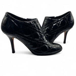 Christian Dior Cannage Patent Leather Ankle Boots